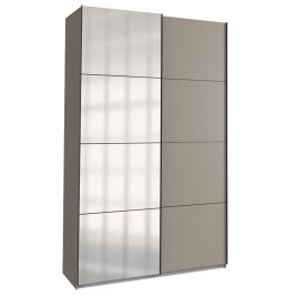 Sliding Wardrobe - ANVAST 2 Door Mirrored Wardrobe Grey 135cm