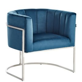 LARVIK Metal Frame Velvet Armchair - Blue