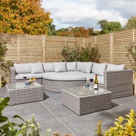 Helen Multifunction Rattan Effect Set with Cushions and Glass Tops