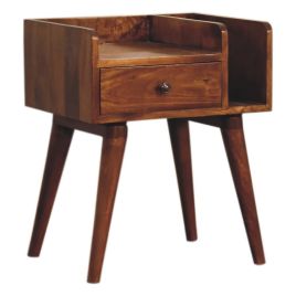 Bedside Table - MODERN Nightstand Chestnut 45cm