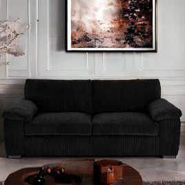 3 Seater Sofa - CORDURA Full Back Jumbo Cord Sofa Black