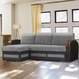 Corner Sofabed - CALVIN Fabric 3 Seater L Shaped Left Hand - Grey