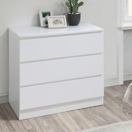 OPAL White Chest of Drawers - Medium-sized, 3 Drawers