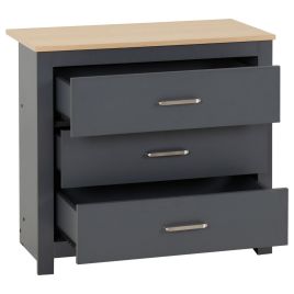 PORTLETHEN Grey Chest of Drawers - Medium-sized, 3 Drawers