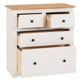 PRESTON I White Chest of Drawers - Medium-sized, 4 Drawers