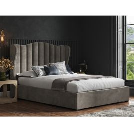 Modern Luxury Redefined Martinsville Ottoman Sleigh with Gas Lift Storage Kingsize Bed - Mid Grey Velvet