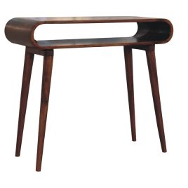AMRI Solid Mango Wood Console Table with Chestnut Finish and Smooth Nordic Style