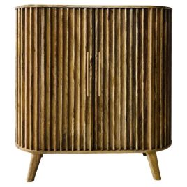 Crosby Mango Wood Slated Design 2 Door Sideboard with Drawer - Light Finish