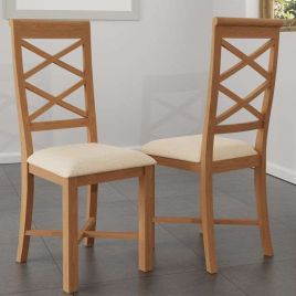 KAVAR Fabric Seat Dining Chair Set of 2 - Oak