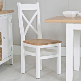 FANSER Wooden Seat Dining Chair Set of 2 - White