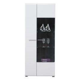 Bannister Tall Display Cabinet - Gloss White and Black with Glass