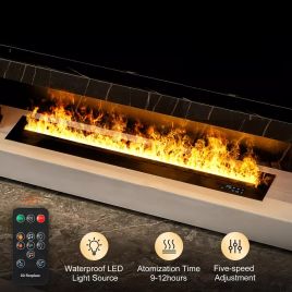 Fireplace Electric 3D Water Vapor Inset Fire 9 Colour LED Strip Indoor Humidifier