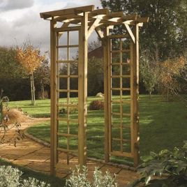 Square Top Arch Trellis Sides - Natural Timber Finish