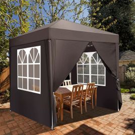 Outdoor Garden 2x2M Gazebo Marquee Pop Up Canopy Party Tent With 4 Sidewalls - Grey