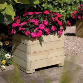Marberry Patio Square Planter with Curved Front - Natural Finish
