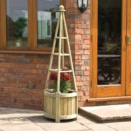 Marberry Obelisk Planter with Rot Protection and Natural Finish
