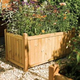Rectangular Planter 100cm with Natural Timber Finish