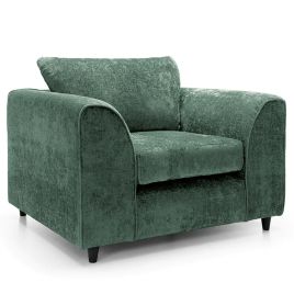 Armchair - HENRY Crushed Chenille Fabric Sofa Armchair - Rifle Green