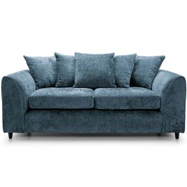 3 Seater Sofa - HENRY Crushed Chenille Fabric Sofa - Dark Blue