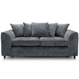 3 Seater Sofa - HENRY Crushed Chenille Fabric Sofa - Dark Grey