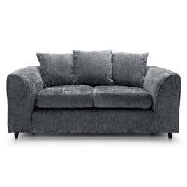 2 Seater Sofa - HENRY Crushed Chenille Fabric Sofa - Dark Grey