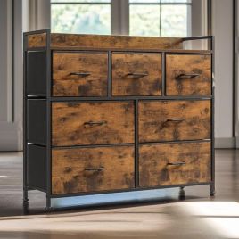 PRISTANE Brown Fabric Chest of Drawers - Medium-sized, 7 Drawers
