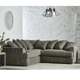 Jasper Jumbo Cord Corner Sofa - Grey