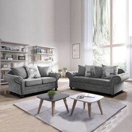 Lisburn High Quality Linen Fabric 2 Seater and 3 Seater Sofa Set - Grey