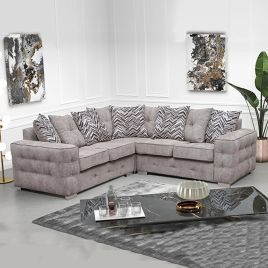 Martin Classic Design Fabric Corner Sofa - Cream