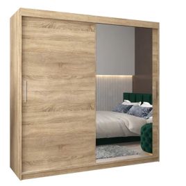 Sliding Wardrobe - TIVERTON II 2 Door Mirrored Wardrobe Oak Sonoma 200cm