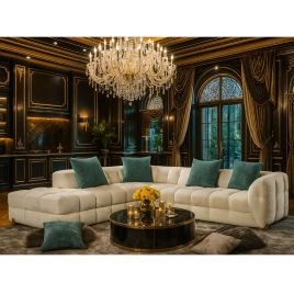 ORSENA Fabric 5 Seater L Shaped Corner Sofa - Beige - Left Hand Facing