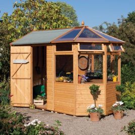Rowlinson Styrene Glazed Garden Potting Shed with Multiple Windows and Potting Benches
