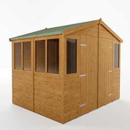 Rowlinson Double Door Workshop Garden Shed with Styrene Glazed Windows Shiplap Cladding - 9x6