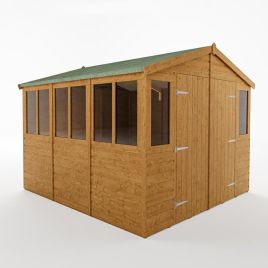 Rowlinson Double Door Workshop Garden Shed with Styrene Glazed Windows Shiplap Cladding - 9x9