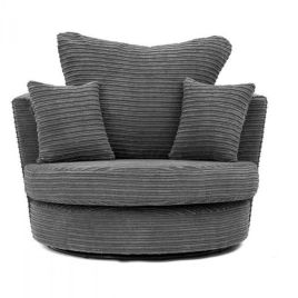 PORTO Jumbo Cord Swivel Chair - Grey