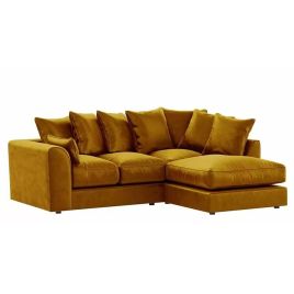 Blake Mustard Plush Velvet Corner Sofa - Right and Left Arm