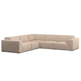 Corner Sofa - LUCCA Fabric 5 Seater Right Hand Facing Beige