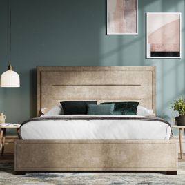 Knightsbridge Fabric Ottoman Stone Chenille Bed Frame - Standard Double 4ft6