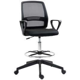 Preston Ergonomic Mesh Back Drafting Chair Adjustable Height - Black