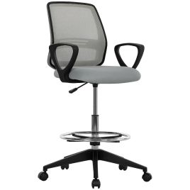 Preston Ergonomic Mesh Back Drafting Chair Adjustable Height - Light Grey