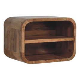 Solid Mango Wood Wall-Mounted Unit with Oak-ish Finish and Two Open Shelves