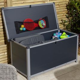 Tyrrell Apex Plastic 4x2 Garden Storage Box with Lift up Lid - Dark Grey