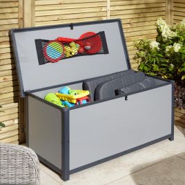 Tyrrell Apex Plastic 4x2 Garden Storage Box with Lift up Lid - Light Grey