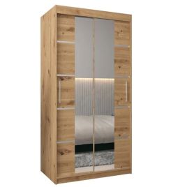 Sliding Wardrobe - VICENZA IV 2 Door Mirrored Wardrobe Oak Artisan 100cm