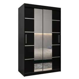 Sliding Wardrobe - VICENZA IV 2 Door Mirrored Wardrobe Black 120cm