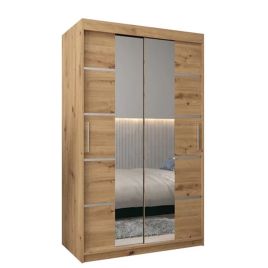Sliding Wardrobe - VICENZA IV 2 Door Mirrored Wardrobe Oak Artisan 120cm