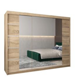 Sliding Wardrobe - VICENZA IV 3 Door Mirrored Wardrobe Oak Sonoma 250cm