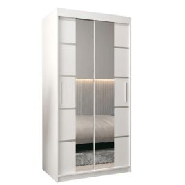 Sliding Wardrobe - VICENZA IV 2 Door Mirrored Wardrobe White 100cm