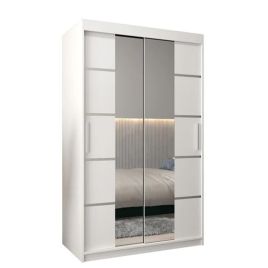 Sliding Wardrobe - VICENZA IV 2 Door Mirrored Wardrobe White 120cm