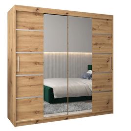 Sliding Wardrobe - VICENZA IV 2 Door Mirrored Wardrobe Oak Artisan 200cm